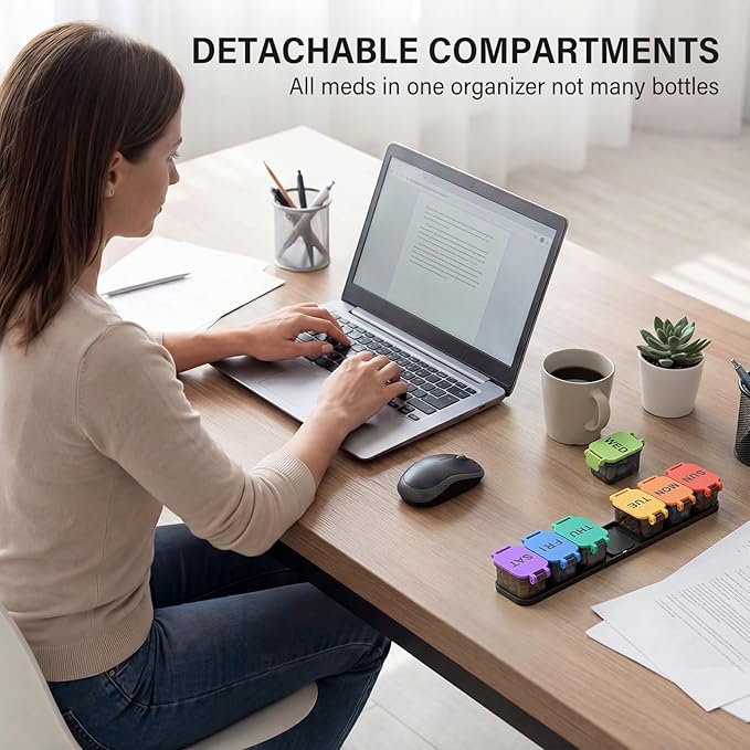 Extra Large Weekly Pill Organizer - Waterproof 7-Day Pill Box, Portable Vitamin & Supplement Case, Easy to Open Design, Ideal for Travel and Daily Medication Management
