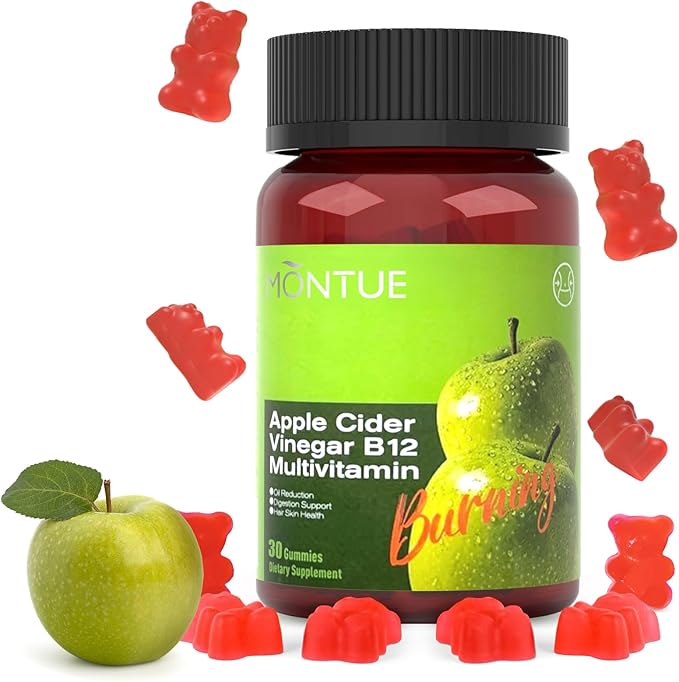 Montue NEWELLME Apple Cider Vinegar Gummies B12 Multivitamin,ACV Supplement Gummy Vitamins,Vegetarian Supplement for Women & Men,Non GMO,Support Normal Energy Levels & Gut Health 30 Gummies (30)
