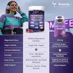 Magnesium Glycinate Gummies 400mg - Magnesium Complex Gummy with Malate, Taurate & Citrate - Supports Sleep, Relaxation, Brain & Muscle - 60 Count Blueberry Flavor (Sugar Free & Vegan)