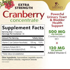 Cranberry Extract Pills Supplement - 500mg Per Serving Cranberry Extract with Vitamin C - Urinary Tract Health Support, Sugar Free Formula, Fruit Powder Extract - Bottled in USA - 60 Capsules