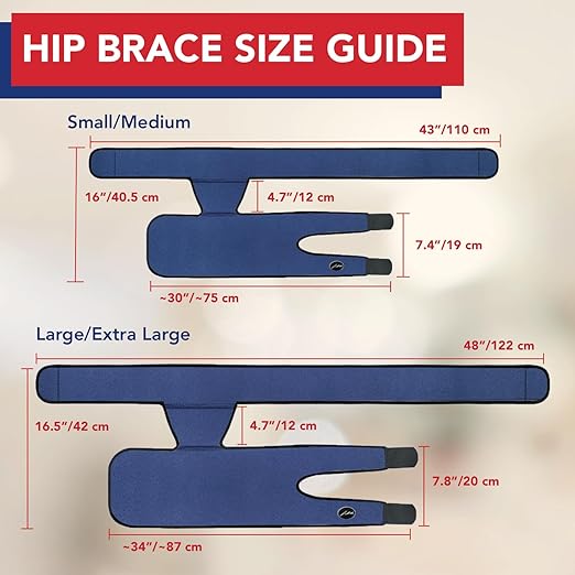 Dr. Arthritis Stabilizing Hip Brace for Men & Women, Thigh Compression Sleeve & Hip Support for Muscle Recovery, Hamstring Brace with Handbook, Sciatica Pain Relief Devices - Right Leg (L/XL, Navy)