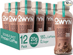 OWYN Only What You Need Double Shot Vanilla Latte Flavored Protein Shake, 20g Protein, 0g Sugar, 3g Fiber, 180mg Caffeine, Dairy Free, Plant Based Protein Drink, 12 Count