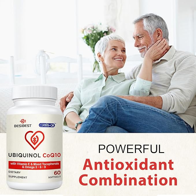 Ubiquinol CoQ10-600mg-Softgel, Active Coq10 Ubiquinol Supplement with Vitamin E & Omega 3, 6, 9, High Absorption-Coenzyme-Q10, Powerful Antioxidant for Energy Production, Tested, 480 Count