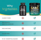 GABA L-Theanine Gummies, Sugar-Free Calm Gummies with L-Theanine, Ashwagandha,Valerian Root,Magnesium | Support Sleep,Stress Relief & Relaxation | GABA Supplement for Adult- Blueberry Flavor