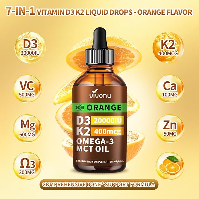 VivoNu Vitamin D3 K2 10000 IU with MK7-300 Virgin Coconut Oil Softgels, 2 in 1 Vitamins D & K Complex | Vitamina D3 con K2 ((3 Bottle))