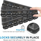 Extra Large Weekly Pill Organizer - XL Vitamin Holder with 7 Detachable Compartments, Portable Medicine Pill Organizer for Supplements, Daily Pill Case for Home and Travel,Black