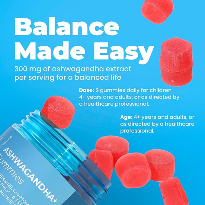 DR. MORITZ Ashwagandha Gummies for Calm, Relaxation, and Immune Support - Ashwagandha for Women and Men - with L-Theanine - Sugar Free and Non-GMO (60 Count)