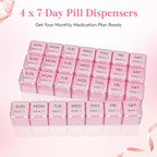 Lifewit Monthly Pill Organizer, 28 Day Pill Box, 4 Weeks One Month Vitamin Cases, Large Compartments Medicine Organizer for Fish Oils, Supplements, 28 Grids, Pink