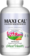 Maxi Health Calcium 1000 mg Supplement with Vitamin D3 (1000 IU) and Magnesium (500 mg) - Bone, Teeth and Joint Support for Men and Women - 360 Capsules - Maxi Cal