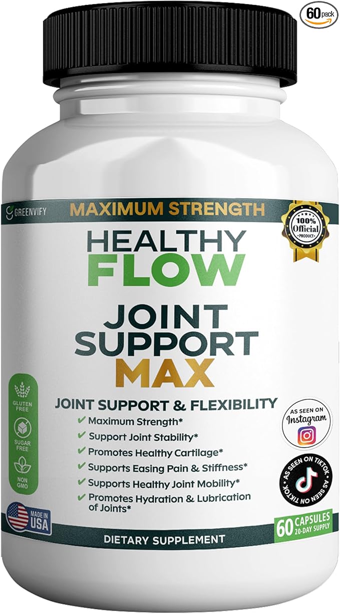 Healthy Flow Joint Support Max, 1500mg Glucosamine, 60 Capsules, Maximum Strength Joint Support Supplement (1)