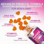 Prenatal Vitamins for Women - Pregnancy Vitamins Gummies with Folic Acid, Vitamin A, C, D3, B12, B6 - Prenatal Multivitamin Gummy for for Fetal Support, Pregnant & Nursing Women - 120 Gummies