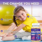 Calcium Potassium Magnesium Gummies for Kids & Adults, Magnesium Potassium Calcium Supplement for Kids, Sleep, Bone Strength, Density Support, Sugar Free, Juice Peach & Mango Flavor, 60 Gummies