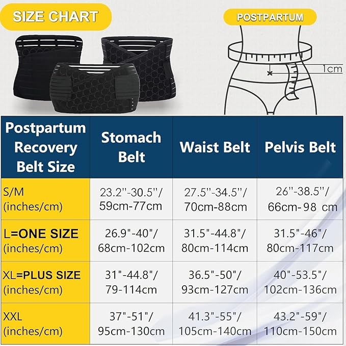 ChongErfei 3 in 1 Postpartum Belly Wrap - Recovery Belly/Waist/Pelvis Belt Black Postpartum Belly Band,Black L