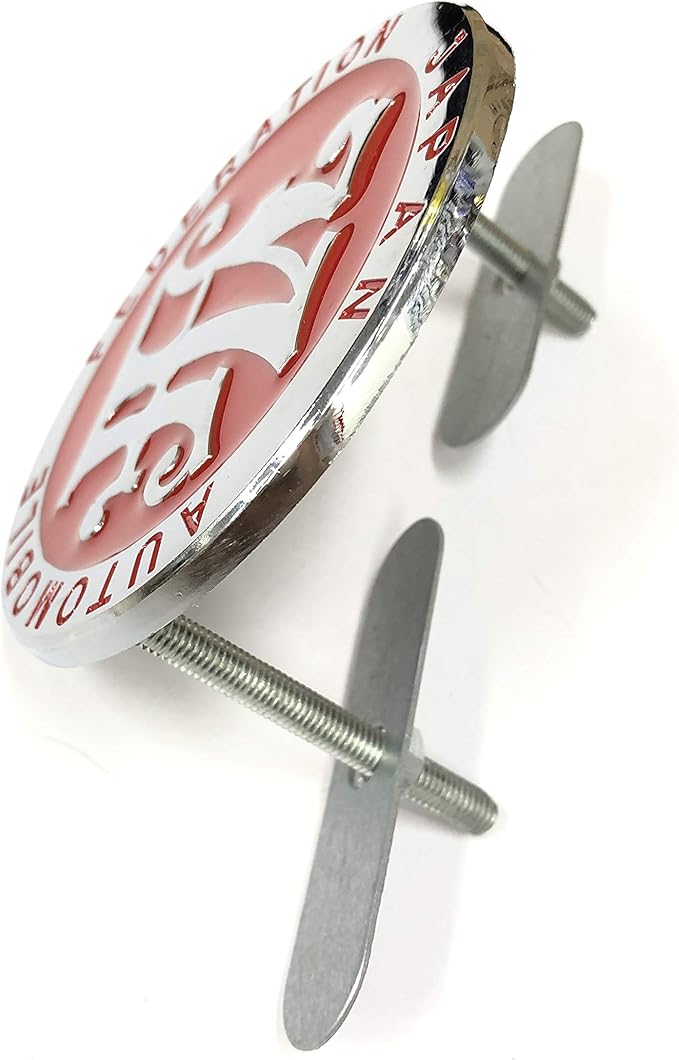 Red Japan Automobile Federation JDM JAF METAL Emblem Badge For All Cars Front Grille