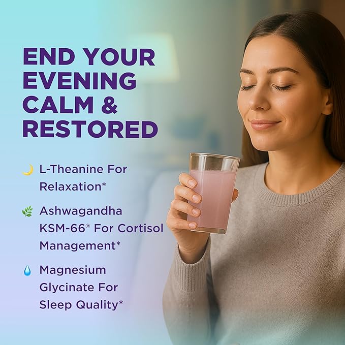 Keto Vitals Calm Magnesium Powder Packets Plus Electrolytes - Calming Drink Mix for Sleep - Natural Magnesium Glycinate Supplement with Ashwagandha KSM 66, L Theanine & Vitamin D - 30 Servings