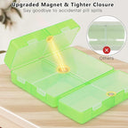 FYY Daily Pill Organizer,7 Compartments Portable Pill Case Travel Pill Organizer,[Folding Design] Large Pill Box for Purse Pocket to Hold Vitamins,Cod Liver Oil,Supplements and Medication-Clear Green