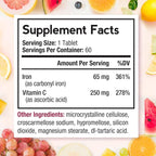 Doctor's Recipes Iron Supplement 65 mg with Vitamin C - Maximized Absorption & Stomach Friendly Iron Pills for Red Blood Cells Formation, Heart, Brain & Immunity Health - Vegan 120 Iron Tabs (2 Pack)
