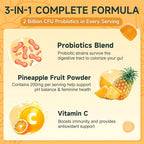 Feminine Balance Gummies, Probiotics Gummies for Women - pH Balance, Odor Control, Vaginal Flora & Digestive Health - Vaginal Probiotic with Vitamin C for Immune, Hawaiian Pineapple Flavor, 90 Gummies