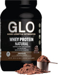 GLO Health Foods Cold Processed Whey Protein - Chocolate Flavor - 24g Protein per Serving - Whey with Digestive Enzymes & BCAAs - Supports Muscle Growth, Strength & Recovery - 2 LB (28 Servings)