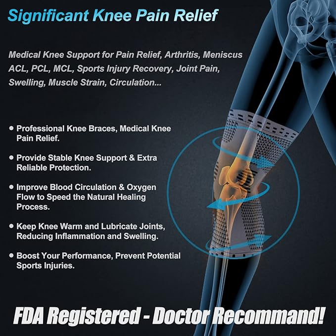 NEENCA Professional Knee Brace for Pain Relief, Medical Knee Support with Patella Pad & Side Stabilizers, Compression Knee Sleeve for Meniscus Tear, ACL, Joint Pain, Runner, Workout (Gray, Small)
