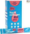 Hydrolyzed Liquid Collagen Peptides for Women & Men - Grass-Fed Bovine Protein Supplement for Hair Growth, Skin and Nails (Pack of 14, Peach)