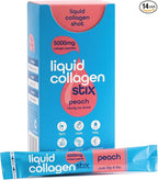 Hydrolyzed Liquid Collagen Peptides for Women & Men - Grass-Fed Bovine Protein Supplement for Hair Growth, Skin and Nails (Pack of 14, Peach)