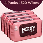BOOTY WIPES Flushable Wipes Women - 320 Total Count (4 Packs of 80) Wet Wipes for Adults - pH Balanced Feminine Wipes with Aloe and Vitamin E - Gentle Cleansing Female Toilet Wipes for Sensitive Skin