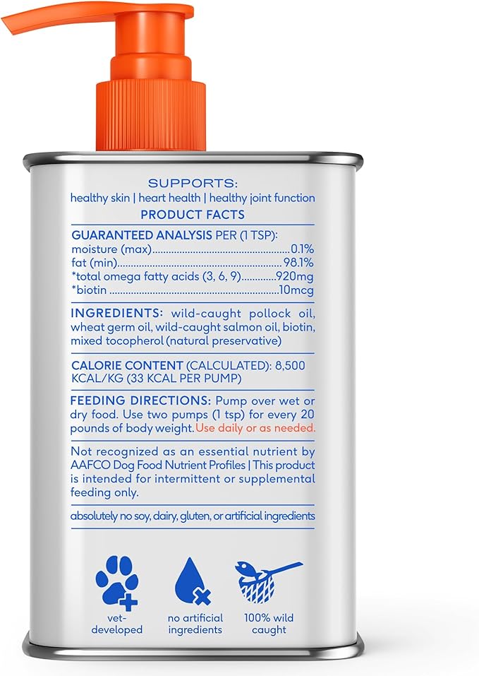 Native Pet Omega 3 Fish Oil for Dogs & Cats – Wild Alaskan Salmon Oil for Dogs Skin and Coat, Supports Joints, Heart & Shedding – Fast-Absorbing Omega 3 6 9 Liquid Supplement – 16oz