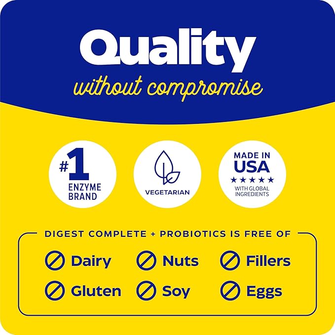 Enzymedica, Digest Complete + Probiotics, Full-Range, Everyday Enzymes with 800 Million CFU Active Cultures per Capsule, 90 Capsules