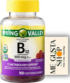 B12 500 mcg Spring Vallley Raspberry Flavor Gummy Vitamin B12 Gummies 100 ct (Pack of 1) + me Gusta Sticker