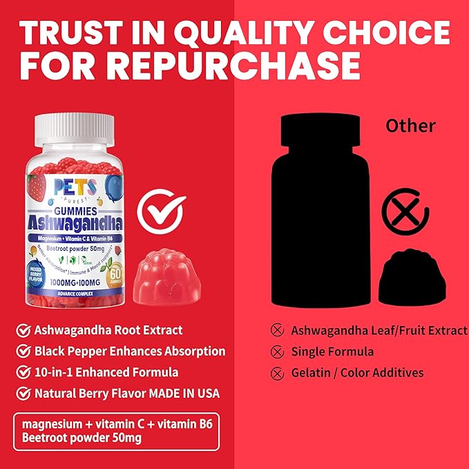 Ashwagandha Gummies & Vitamin D3 Gummy 120 Count - Organic Aswangdha Supplement for Improve Sleep, Stress Relief & Mood Calm(Mixed Berry,Vegan,Plant Based,Gluten-Free & Gelatin Free) Pack of 2