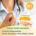 Calcium Magnesium Zinc Gummies with Vitamin D3 and K2, High Absorption Magnesium Glycinate Potassium for Immune and Calm Mood, Vegan Mango and Pineapple Flavor 120 Gummies
