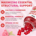 Calcium Gummies 1000mg with Vitamin D3 K2 & B12 Complex, High Absorption Potassium, Calcium Magnesium Zinc Supplement for Bone, Muscle, Mood and Immunity Support, Raspberry Flavor, 120 Count