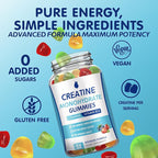 Creatine Monohydrate Gummies 5000mg Creatine for Women & Men 2 Packs, Creatine Monohydrate Chew for Boost Focus, Muscle Strength, 5g Creatine Monohydrate per Serving, Sugar Free, Vegan