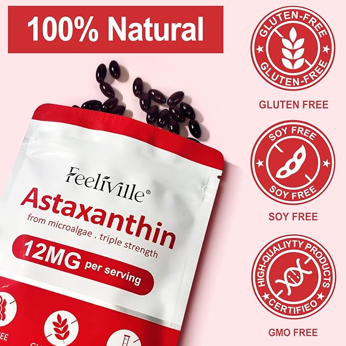 VOFANK Astaxanthin 12mg, Premium Astaxanthin Supplements with Antioxidant Activity, Supports Eye, Joint, Immune, Skin Health, Internal Circulation, Non-GMO & No Gluten 120 Softgels