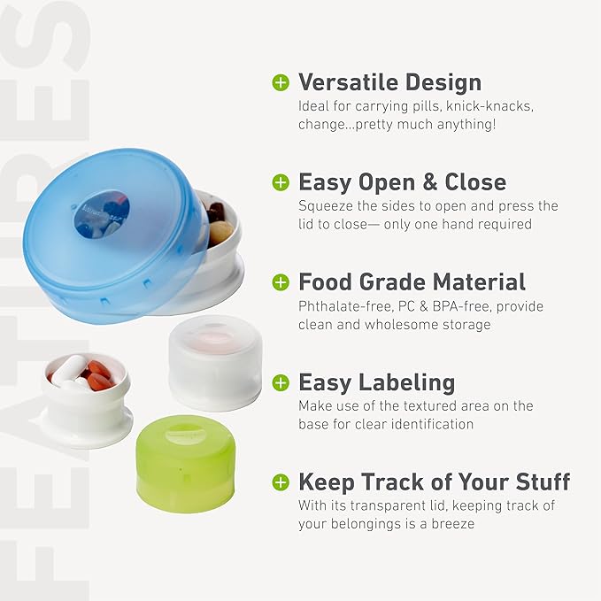 humangear GoTubb – Storage Containers for Snacks, Small Essentials and Travel Gear, Made from Food-Safe Materials, Clear/Blue, Large (2-pack)