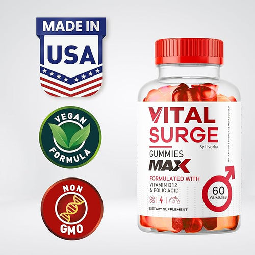 (2 Pack) Vital Surge - Vital Surge for Men, Max Maximum Strength 1050 MG, VitalSurge Supplement Support Gummy Advanced Formula, Premium Vitamin Gomitas (120 Gummies)