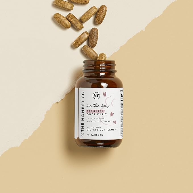 The Honest Company Love Bump Prenatal Once Daily Supplement, NSF Certified Non GMO Multivitamin, 30 Count Tablets
