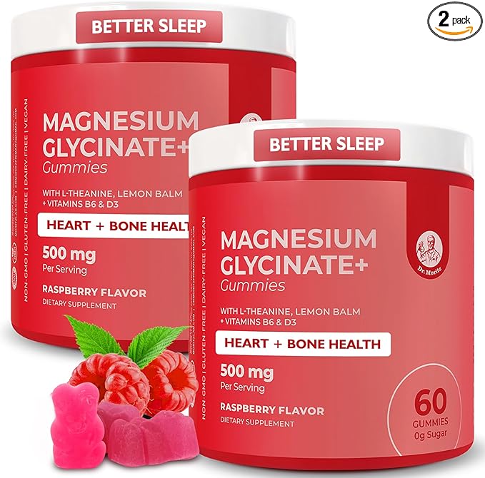 Award Winning Magnesium Glycinate Gummies for Adults & Kids - with L-Theanine & Lemon Balm - Magnesium Gummies for Women & Men for Relaxation Support - No Sugar Added, Non-GMO (120 Count)