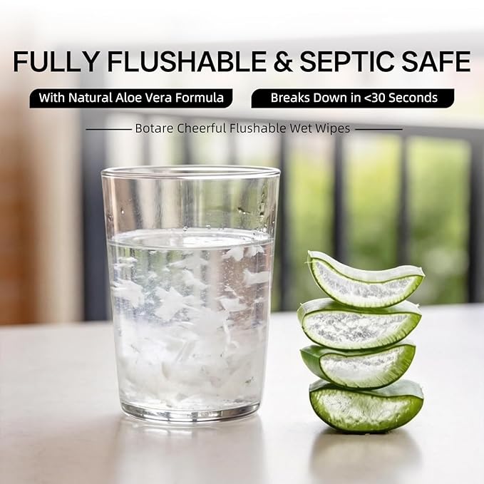Flushable Wet Wipes for Adults 80 Counts Butt Wipes, Unscented Extra-Large Water 99% Purified Water with Aloe Essence