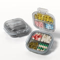 Travel Pill Organizer - Airtight Medicine Case for Traveling Portable Pharmacy Box with Labels Vitamin Container 7 Compartment Supplement Medication Holder Large Capacity Daily (Black)