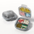 Travel Pill Organizer - Airtight Medicine Case for Traveling Portable Pharmacy Box with Labels Vitamin Container 7 Compartment Supplement Medication Holder Large Capacity Daily (Black)