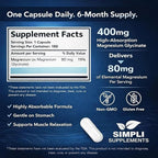 Magnesium Glycinate 400mg per Serving – High Absorption – Gentle on Stomach – Supports Sleep, Relaxation, Muscle, Bone & Immune Health – Non-GMO, Vegan, 180 Capsules