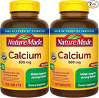 Nature Made Calcium 600 mg with Vitamin D3, Dietary Supplement for Bone Support, 220 Tablets - Pack of 2