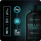 Collagen for Women & Men - Vital Nutrition - Hydrolyzed Collagen Peptides - Multi Collagen Capsules, Keto Friendly, Healthy for Skin, Nails, Bones & Joints, NonGMO- Type I,II,III, V, X - 150 Capsules