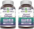 Amazing Formulas Advanced Collagen Supplement | Collagen Type I, II & III with Vitamin C & Hyaluronic Acid | 180 Capsules | Non-GMO | Gluten-Free | Made in USA | Pack of 2