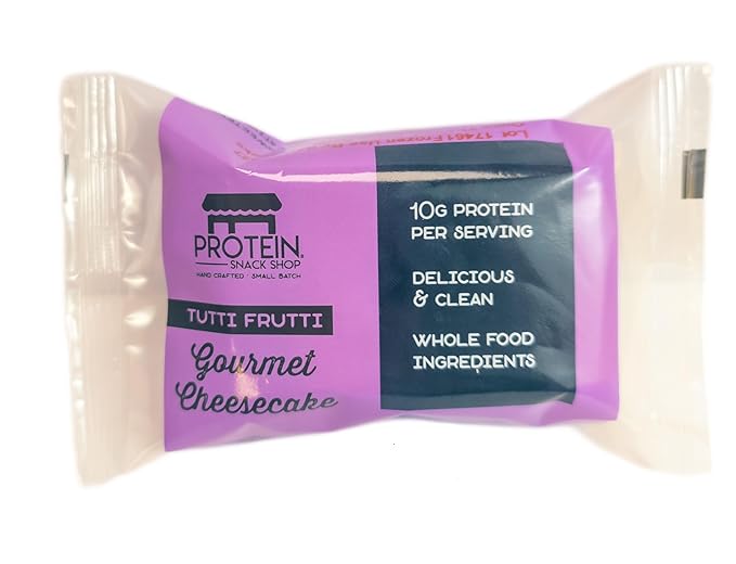 Low Carb Protein Cheesecake Bars | High Protein, Gluten-Free, Clean Ingredients Snack Bars (12, Tutti Frutti)