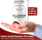 "N/A" HALLVIGOR Men’s Daily Multivitamin – Korean Ginseng, Damiana, Saw Palmetto, Biotin, B Complex, Zinc, Royal Jelly – 60 Capsules – Hallusa Natural