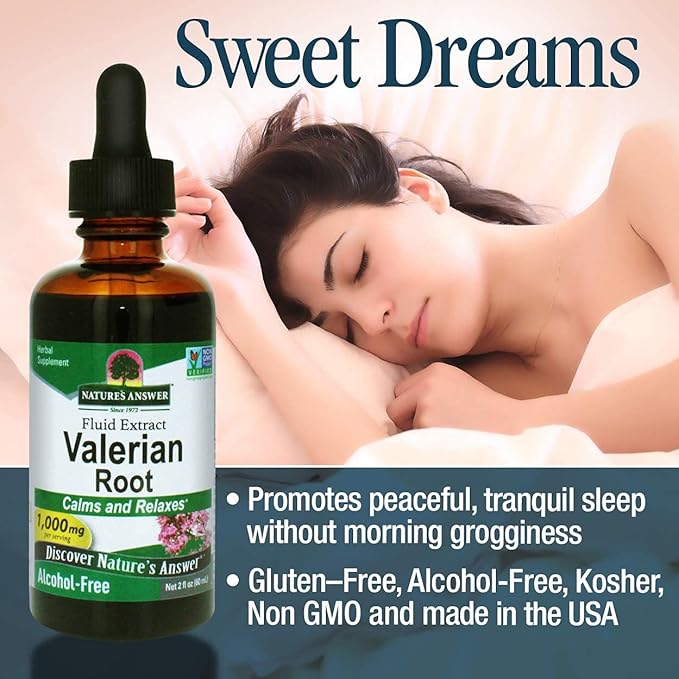 Nature's Answer Valerian Root 2 Ounce Extract - Alcohol-Free, Gluten Free, Kosher, Non-GMO, Made in USA - Calming & Relaxation Support - Valerian Root for Sleep, Rest Aid