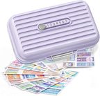 Travel Pill Organizer Box with Medicine Labels, 7 Compartments Portable Pill Case, Daily Medication Organizer Storage Pill Container for Pocket Pharmacy(Purple, L)